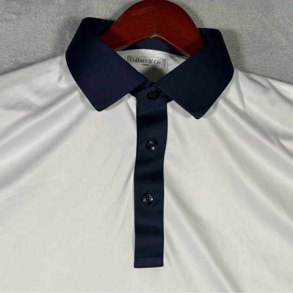 Collars & Co. White Polo Shirt with Navy Accents - Picture 2 of 7
